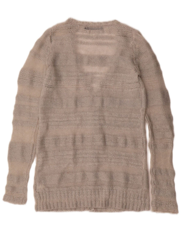 Calvin Klein Jeans Womens Cardigan Sweater UK 14 Large Grey Striped Acrylic