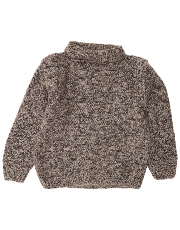 Vintage Womens Roll Neck Jumper Sweater UK 14 Large Grey Flecked
