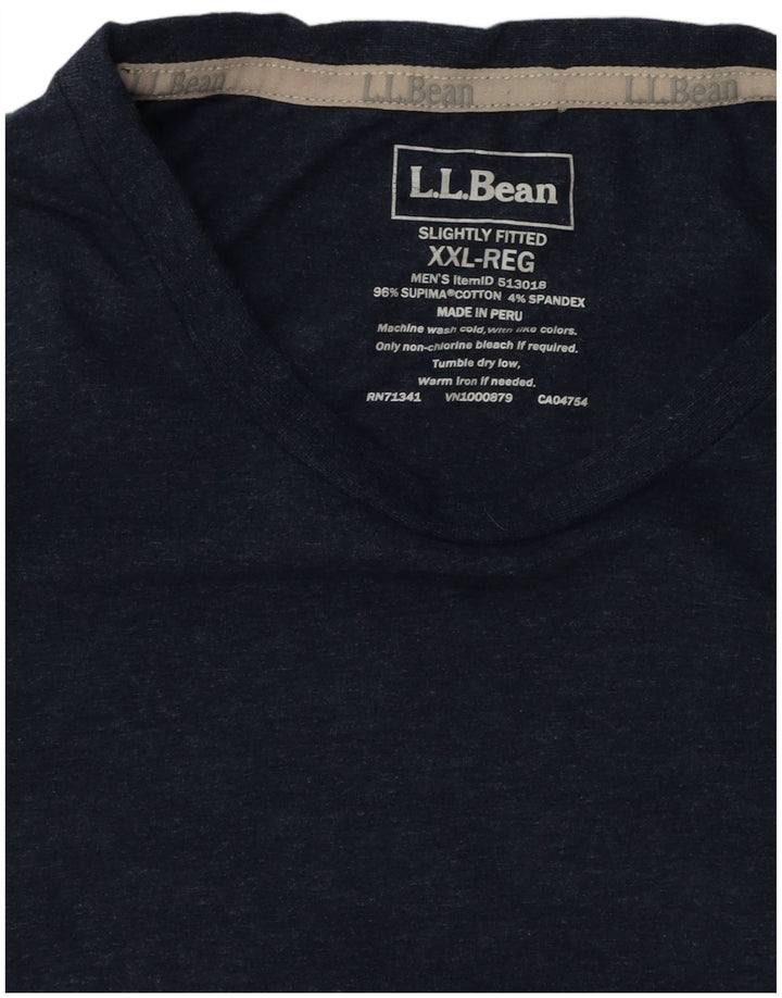 L.L.BEAN T-shirt da uomo leggermente attillata Top 2XL cotone blu navy