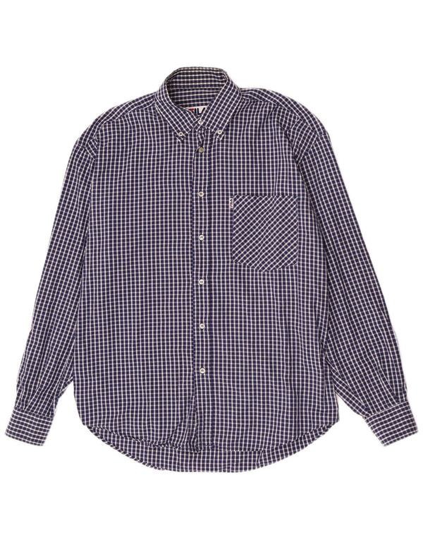 Camicia Fila da uomo vestibilità regolare in cotone a quadretti blu navy medio