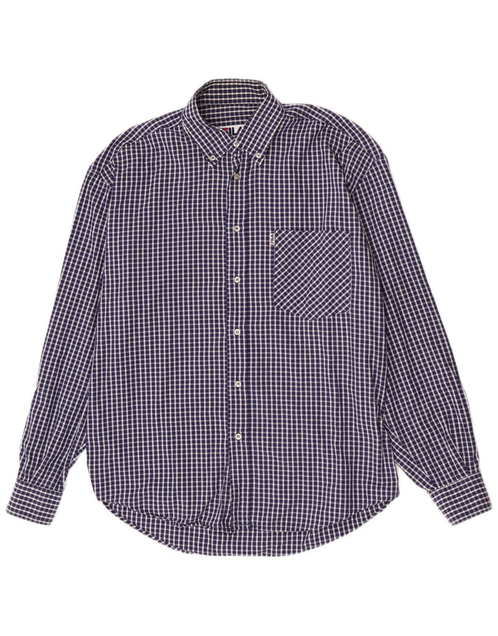 Camicia Fila da uomo vestibilità regolare in cotone a quadretti blu navy medio
