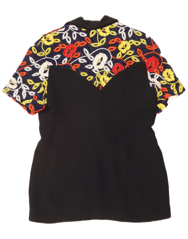 Giacca Blazer da Donna a 1 Bottone Gai Mattiolo IT 48 XL Nera Floreale