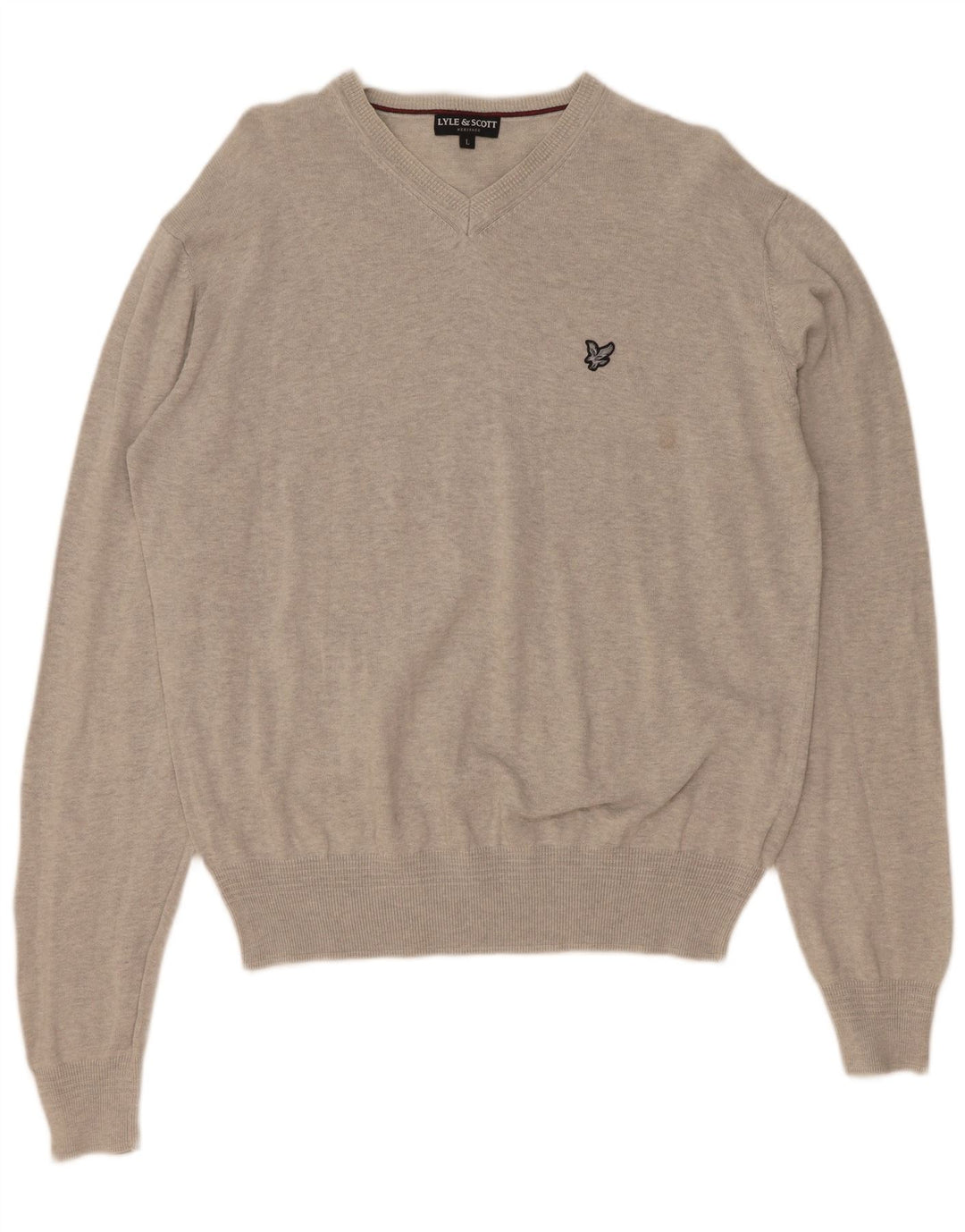 Lyle & Scott Maglione da uomo con scollo a V Heritage grande cotone grigio