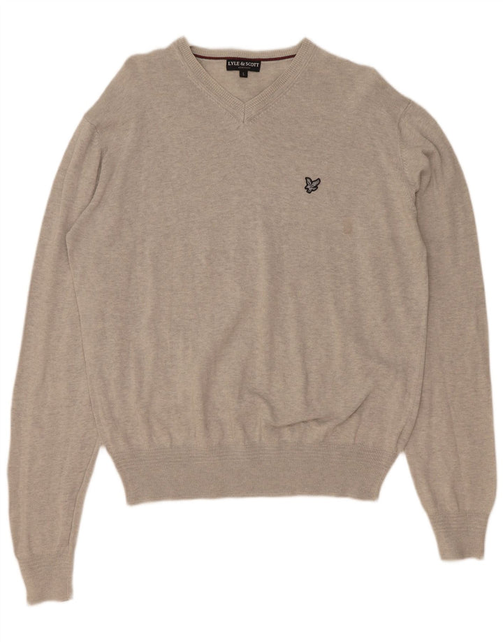 Lyle & Scott Maglione da uomo con scollo a V Heritage grande cotone grigio