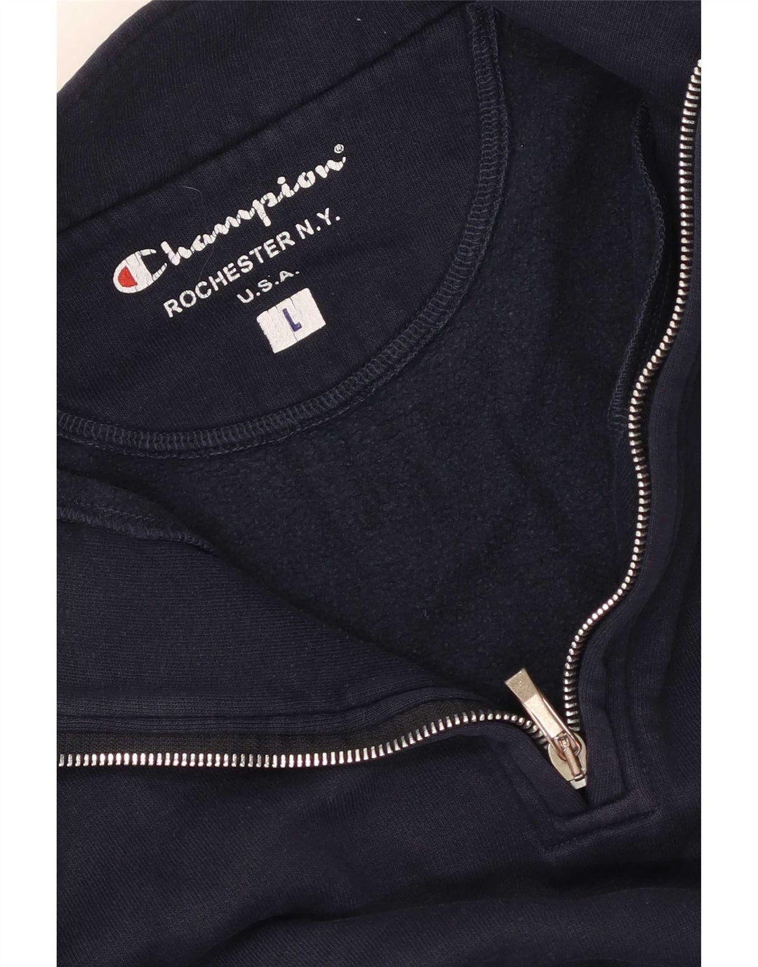 Felpa Champion da uomo con zip e collo, maglione grande, blu navy