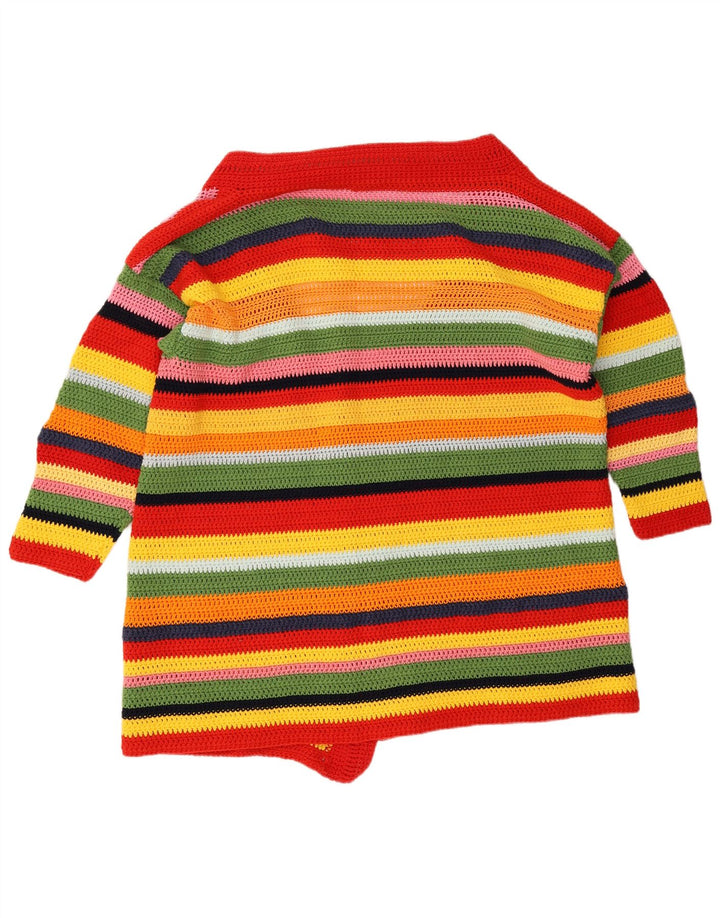 Maglione cardigan lungo da donna vintage UK 14 medio multicolore