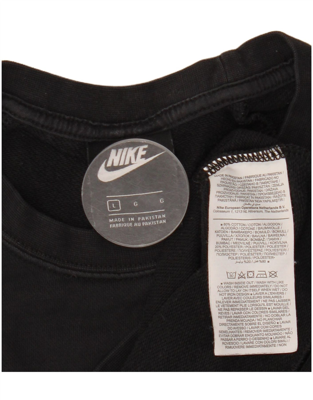 Felpa da donna NIKE maglione UK 16 grande cotone nero