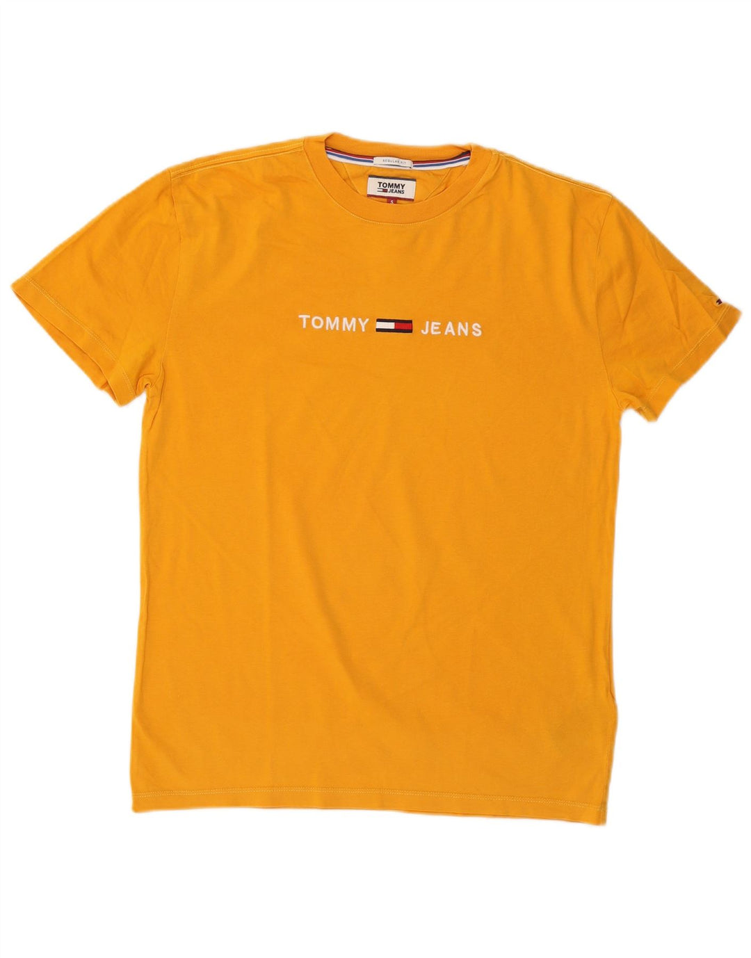 TOMMY HILFIGER T-shirt grafica da uomo con vestibilità regolare, piccola, in cotone giallo
