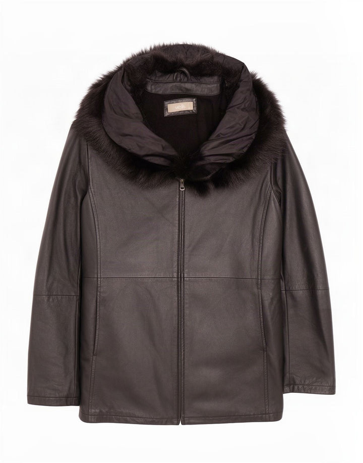 Cappotto oversize in pelle da donna Wallis UK 10 piccolo nero