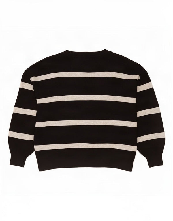 Maglione maglione con scollo a V da donna Marks & Spencer UK 18 XL a righe nere