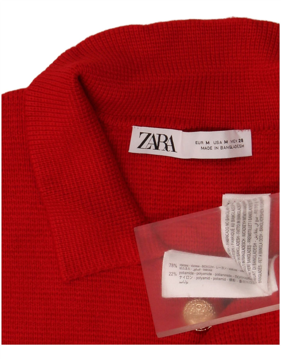 Maglione cardigan da donna Zara UK 12 viscosa rossa media