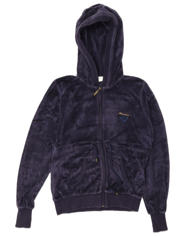 Maglione con cappuccio e zip in velluto da donna Champion UK 10 Small Blu Navy