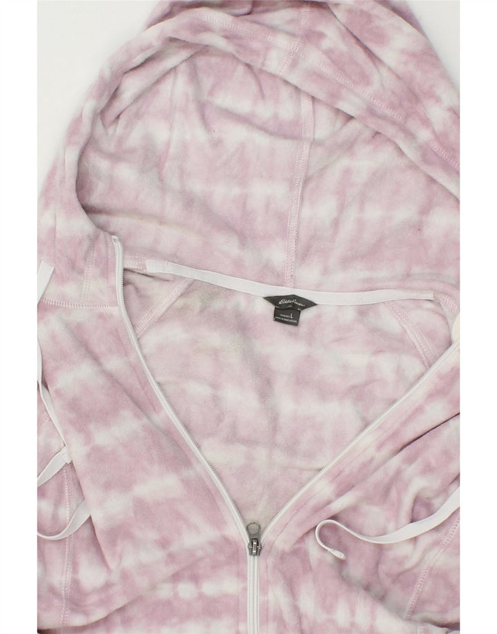 EDDIE BAUER Womens Hooded Fleece Jacket UK 16 Large Pink Tie Dye Polyester Vintage Eddie Bauer and Second-Hand Eddie Bauer from Messina Hembry 