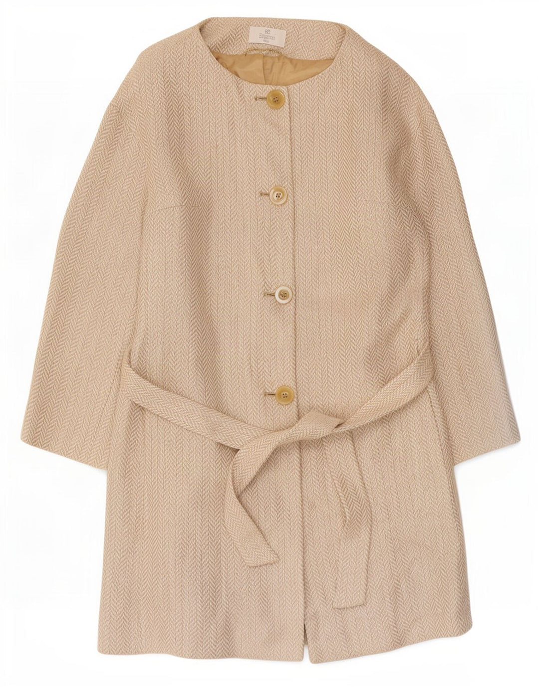 Cappotto da donna Elegance UK 12 Lino a spina di pesce beige medio
