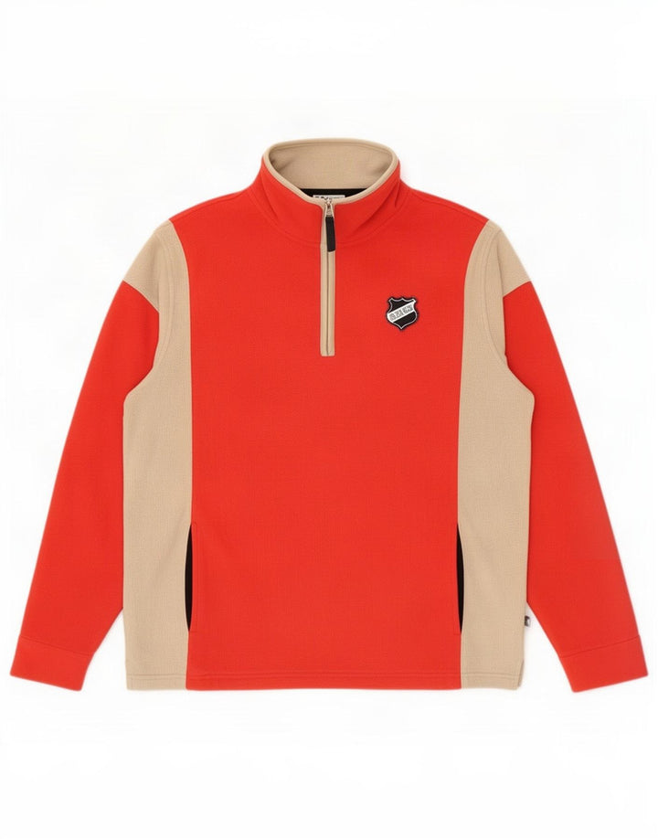 Maglione in pile da uomo Asics con zip e collo XL in poliestere color block rosso