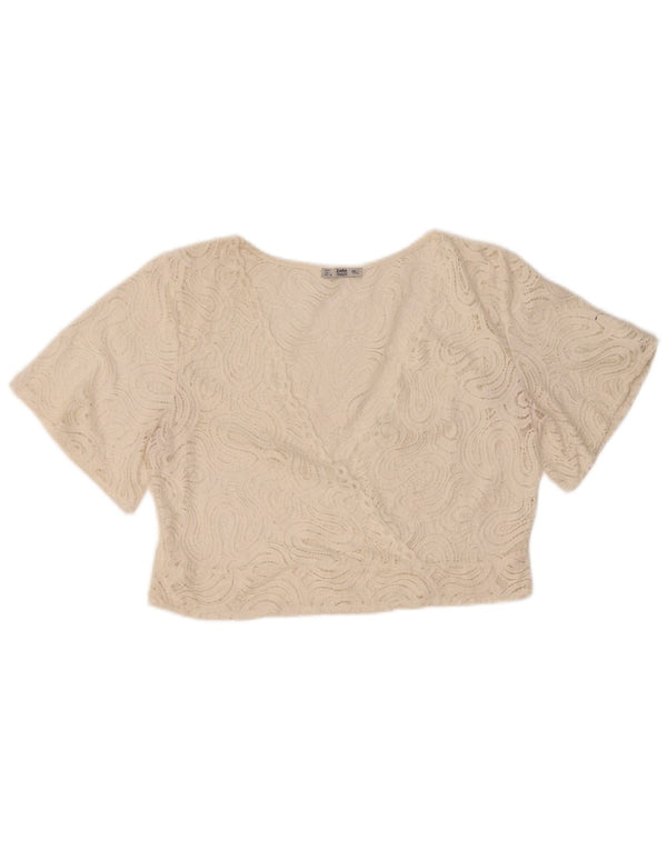 Top corto in pizzo da donna Zara UK 16 grande bianco