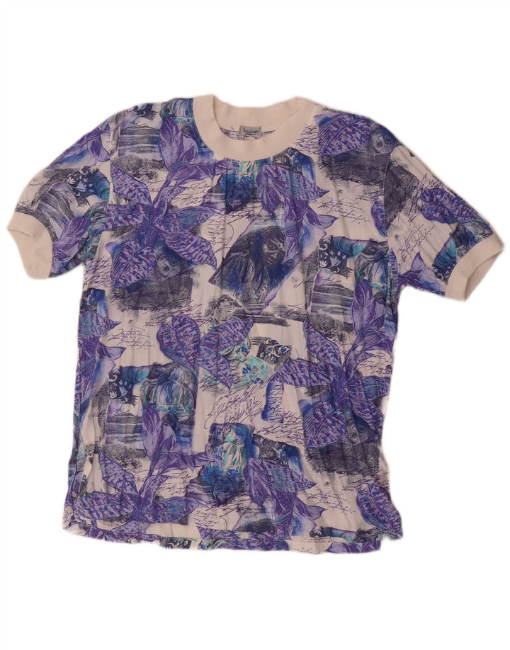 T-shirt da uomo vintage Top grande floreale viola