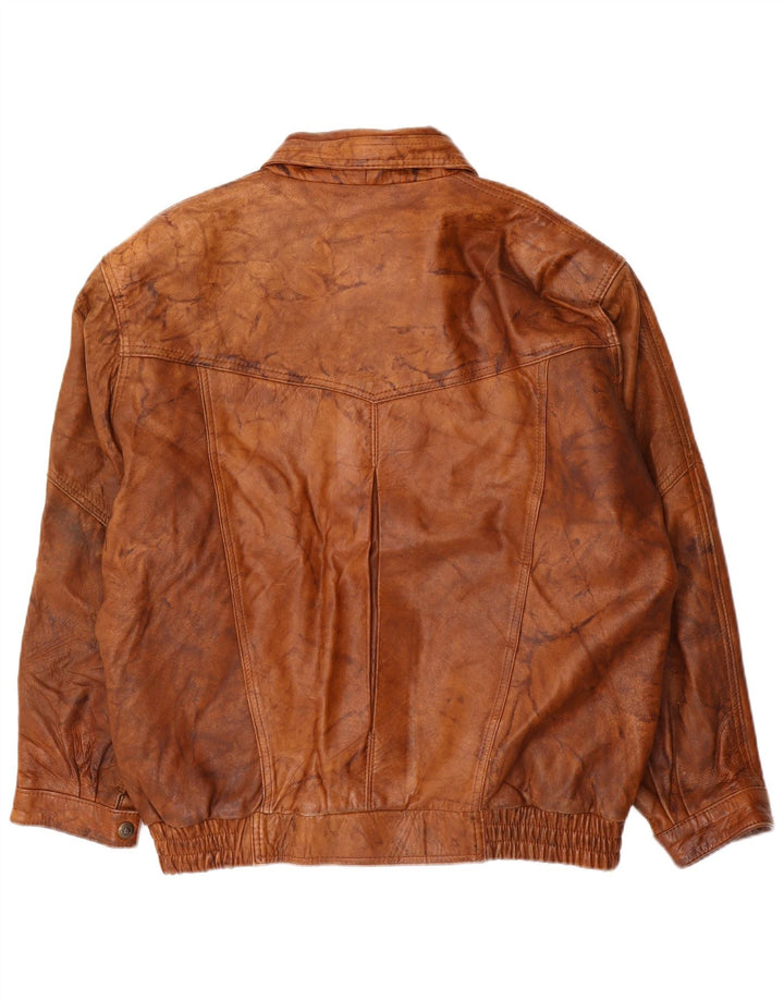 Giacca in pelle bomber da uomo vintage UK 40 grande in pelle marrone