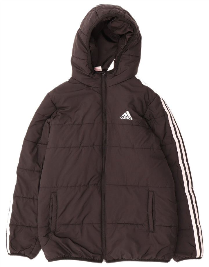 Giacca imbottita con cappuccio Adidas da ragazzo 13-14 anni in poliestere nero