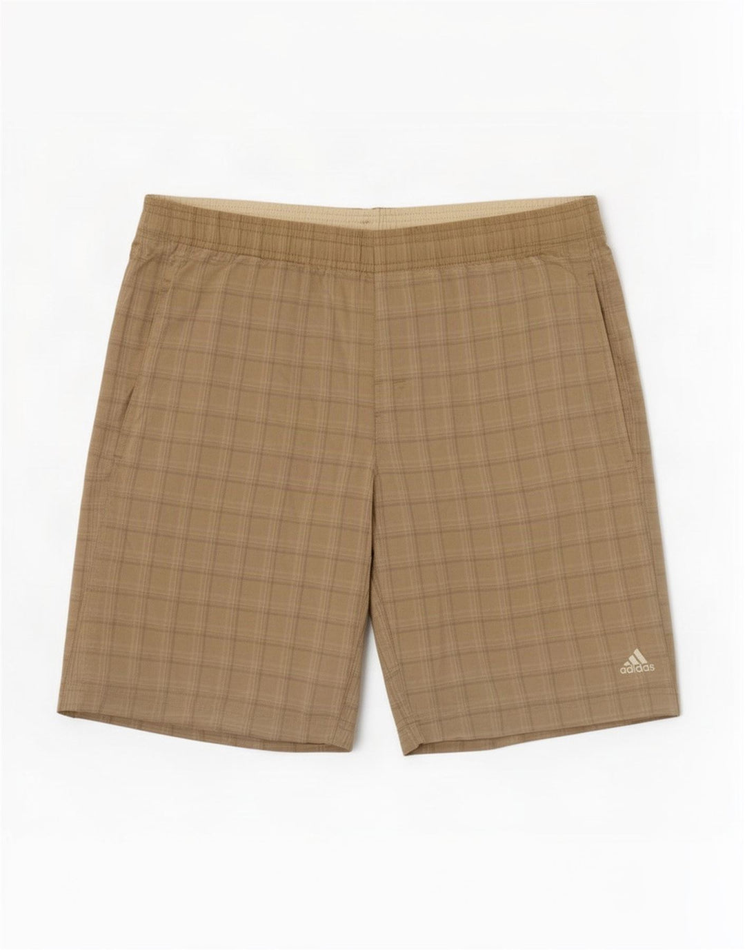 Pantaloncini da bagno Adidas da uomo di grandi dimensioni in poliestere a quadri beige