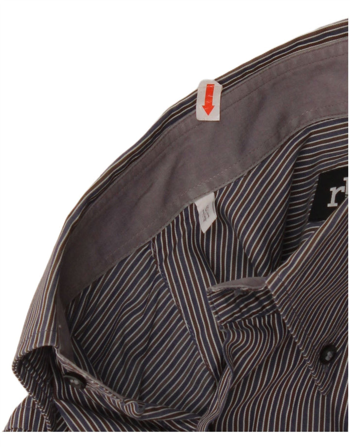 Camicia da uomo ROCCOBAROCCO taglia 16 41 grande cotone a righe blu navy