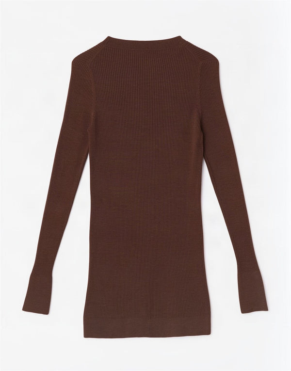 Massimo Dutti Maglione cardigan lungo da donna UK 10 piccolo lana marrone