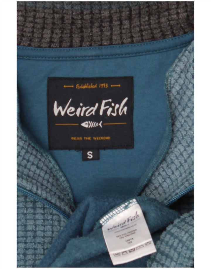 Maglione in pile da uomo con collo con zip Weird Fish, piccolo in poliestere blu
