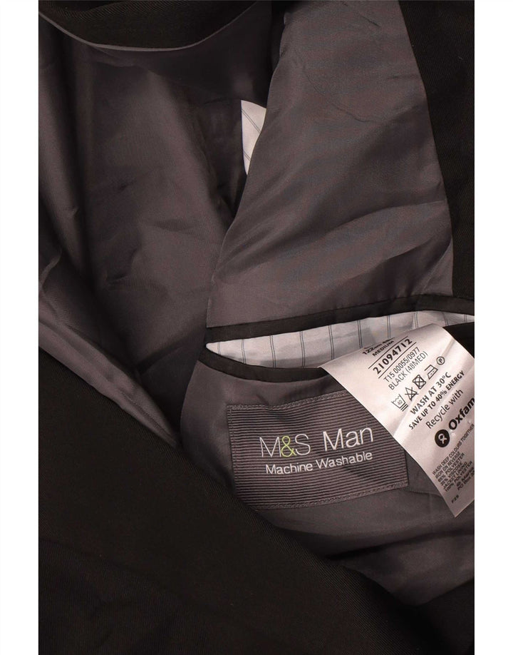 Giacca blazer a 2 bottoni Marks & Spencer da uomo UK 48 2XL poliestere nero