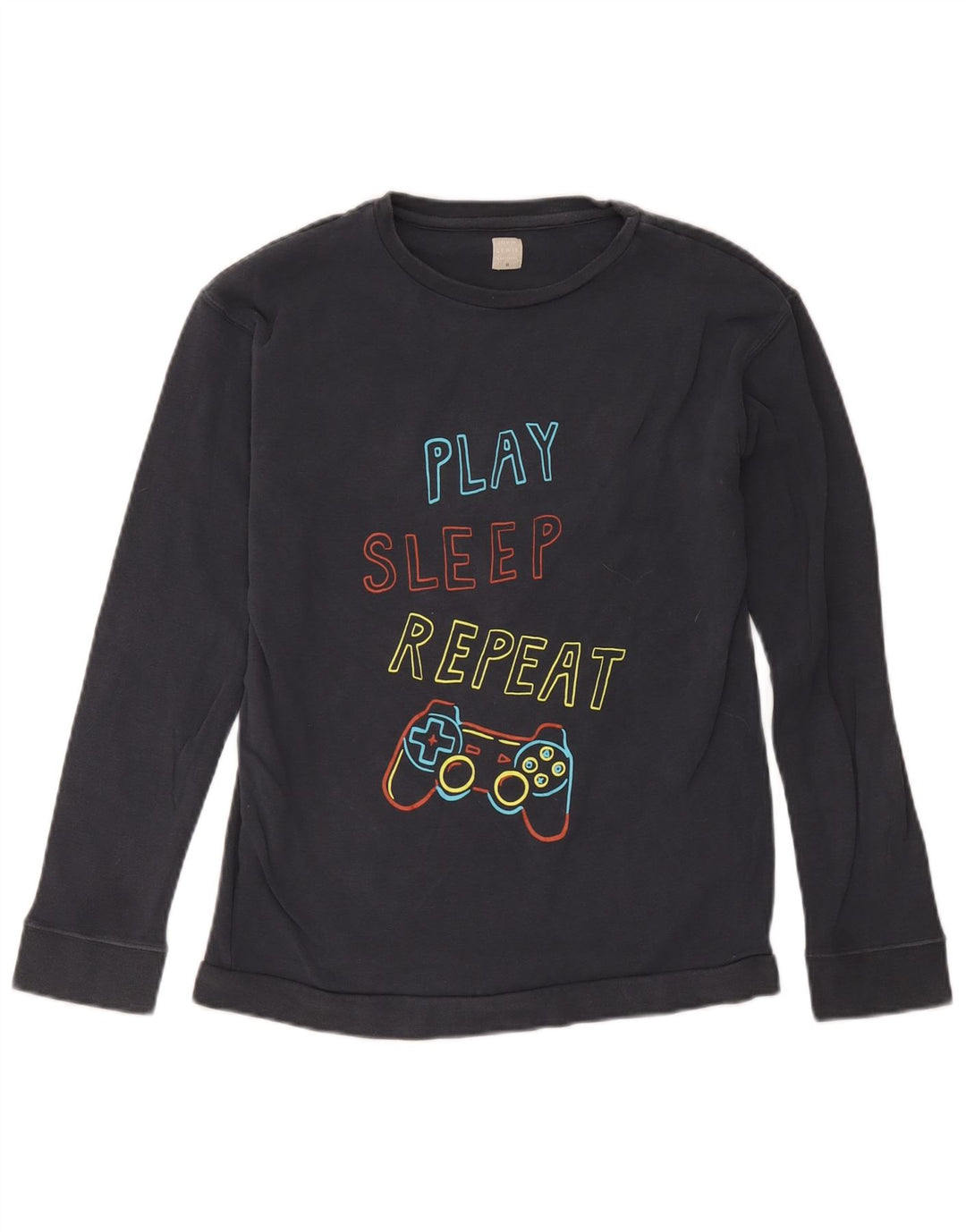 Top grafico da bambino John Lewis a maniche lunghe 12-13 anni in cotone grigio