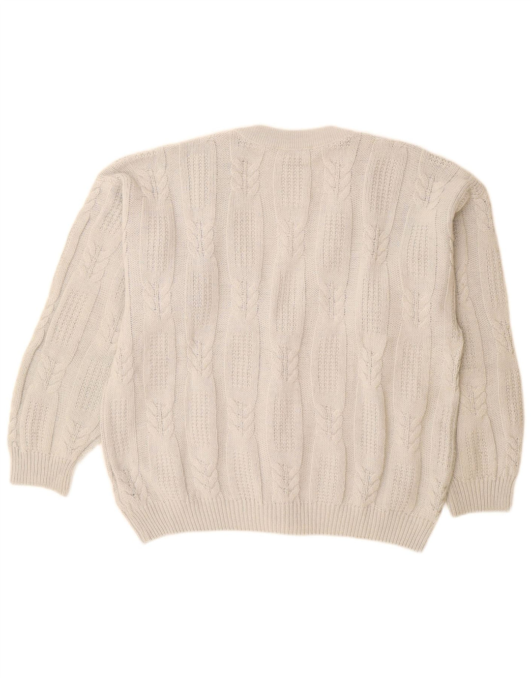 GIO FERRARI Maglione cardigan da uomo IT 52 Large in lana di alpaca bianco sporco