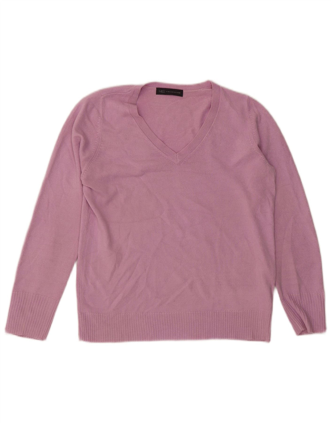 Maglione da donna con scollo a V Marks & Spencer UK 12 Acrilico viola medio