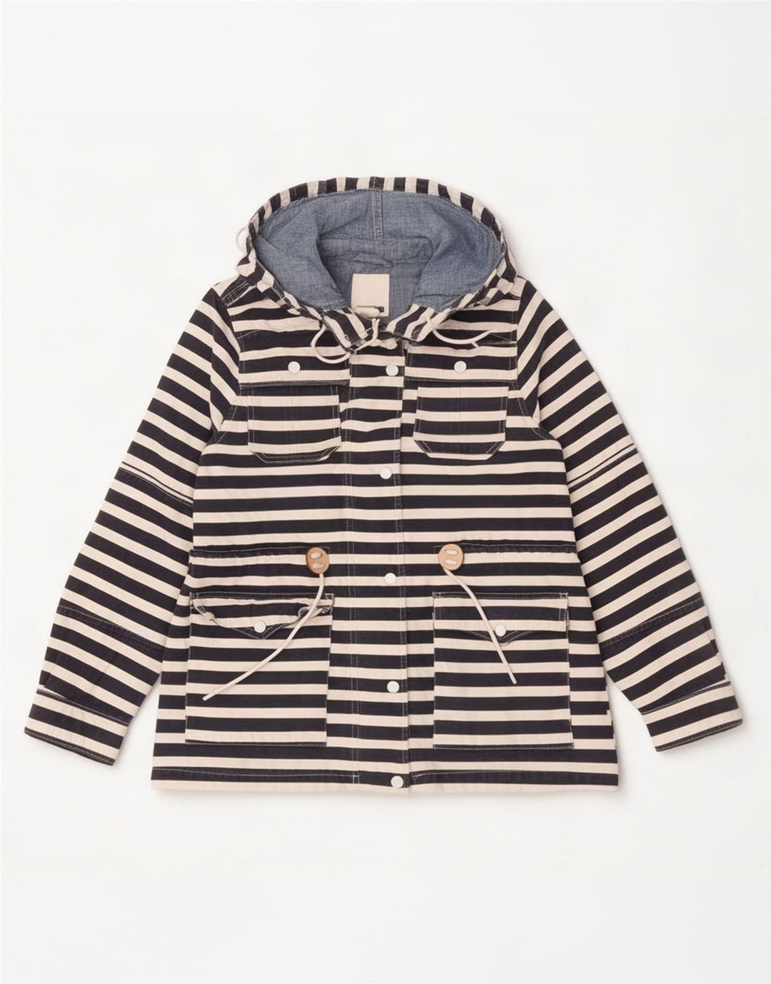 Giacca antipioggia con cappuccio da donna Levi's UK 16 grande cotone blu navy