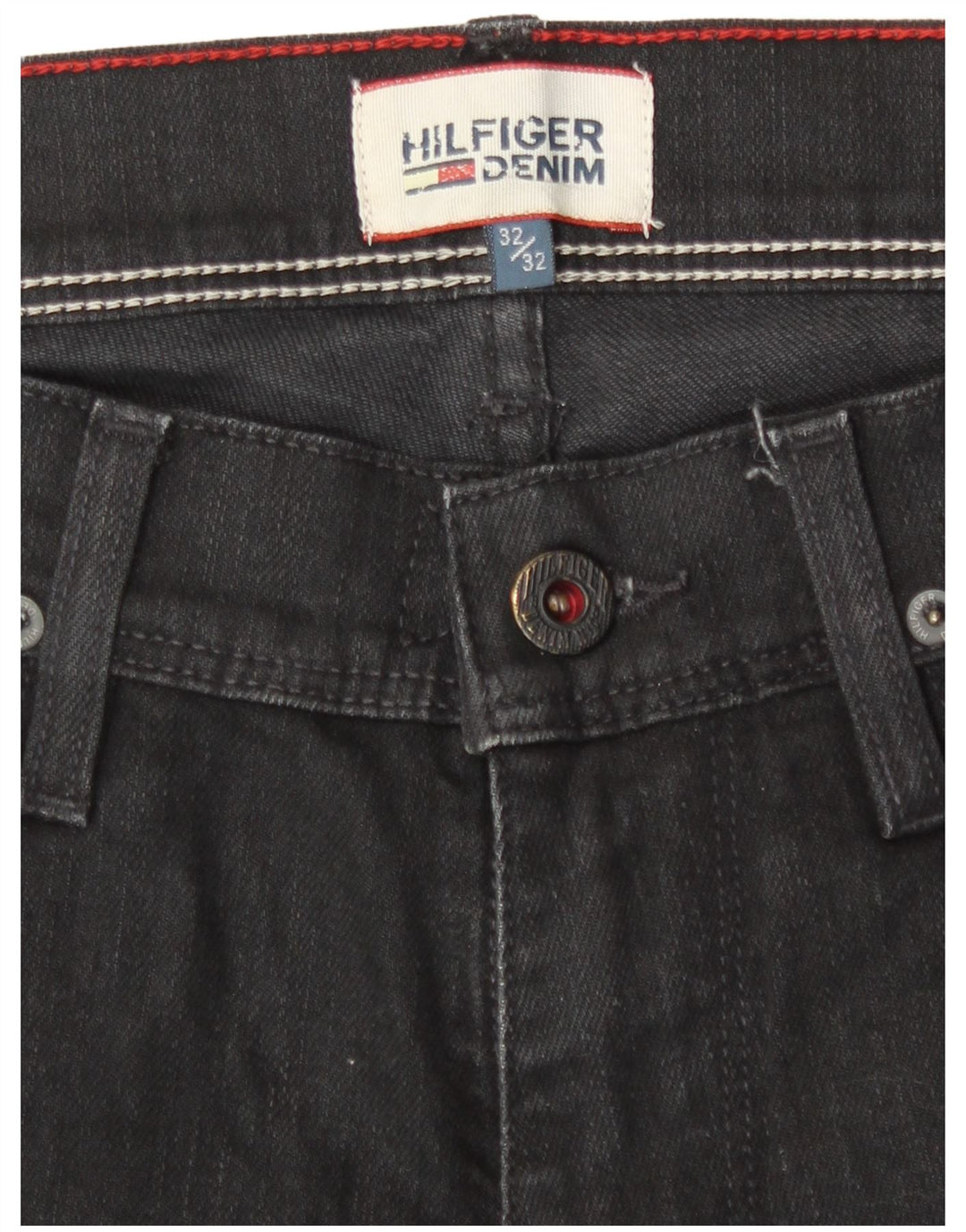 Jeans dritti da uomo Tommy Hilfiger W32 L32 cotone nero