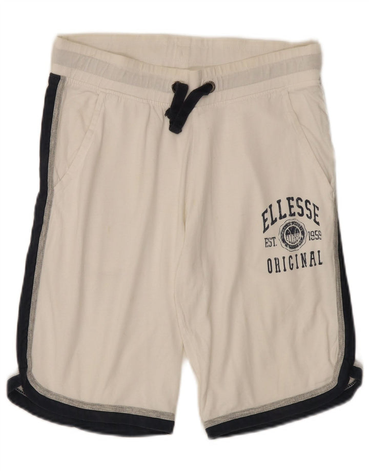 Pantaloncini sportivi grafici da uomo Ellesse, cotone color block bianco medio