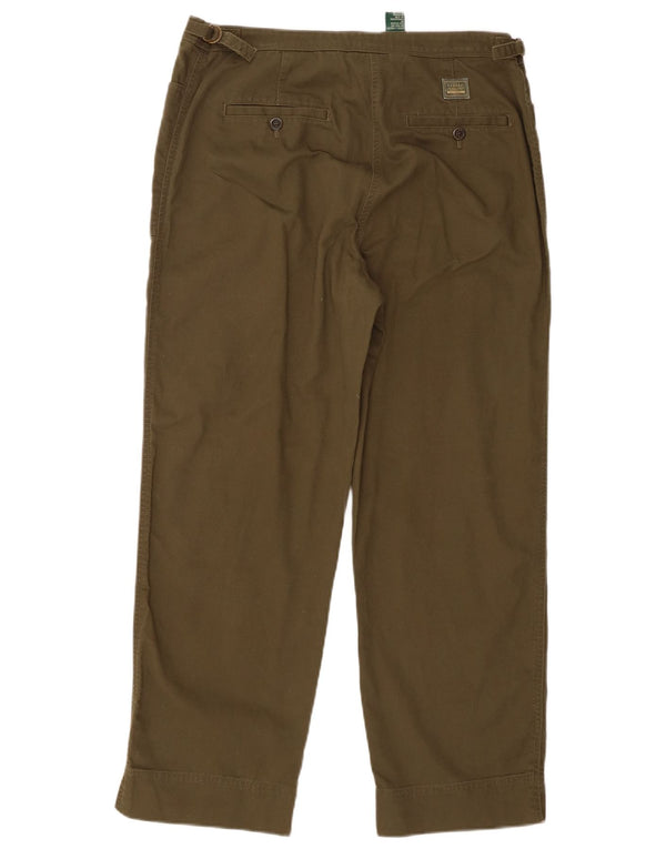 Pantaloni a vita alta da donna Ralph Lauren US 12 Large W32 L27 cotone kaki