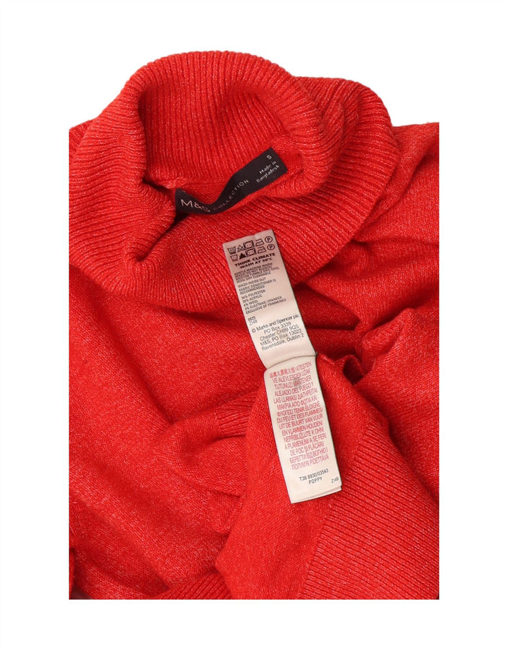 Maglione maglione a collo alto da donna Marks & Spencer UK 10 piccolo rosso chiazzato