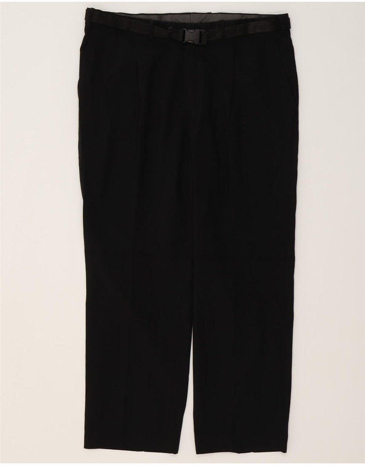 MARKS & SPENCER Pantaloni chino vestibilità regolare da uomo W36 L29 poliestere nero