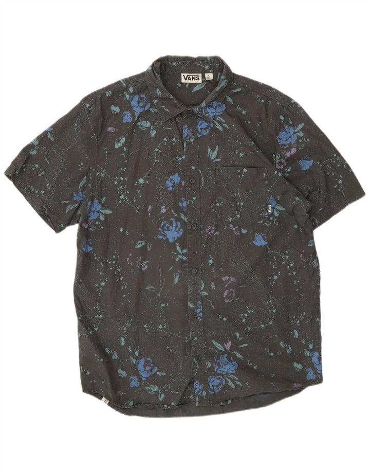 Camicia a maniche corte da uomo Vans Large in cotone floreale grigio