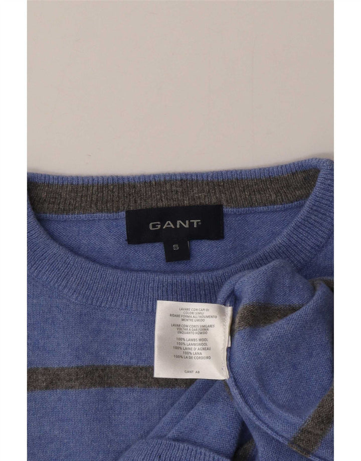 Gant Maglione girocollo da uomo in lana d'agnello a righe piccole blu