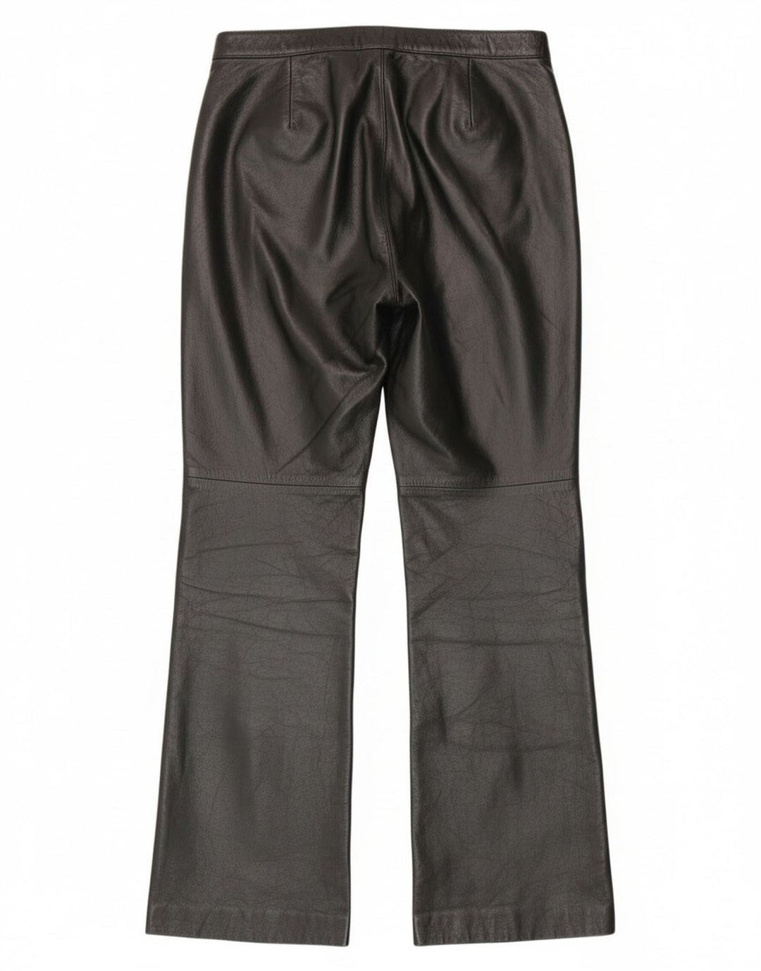 Pantaloni vintage in pelle bootcut da donna IT 44 medi W28 L30 in pelle nera