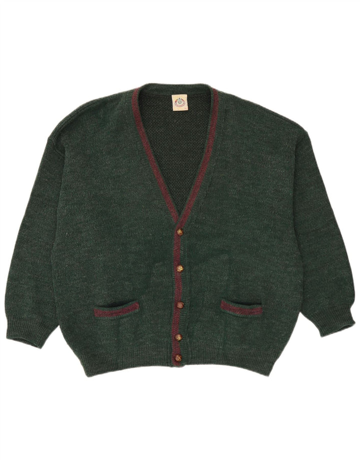 Maglione cardigan da uomo vintage XL in lana verde