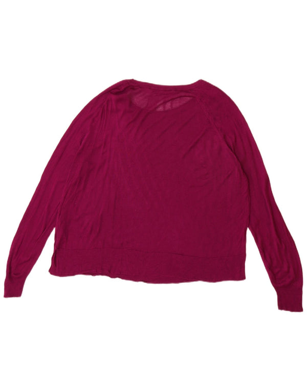 Maglione maglione con scollo a barca da donna Zara UK 14 Viscosa viola medio
