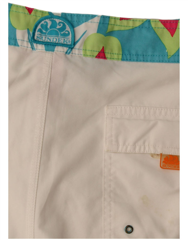 Pantaloncini da bagno da uomo Sundek grandi in poliestere floreale bianco