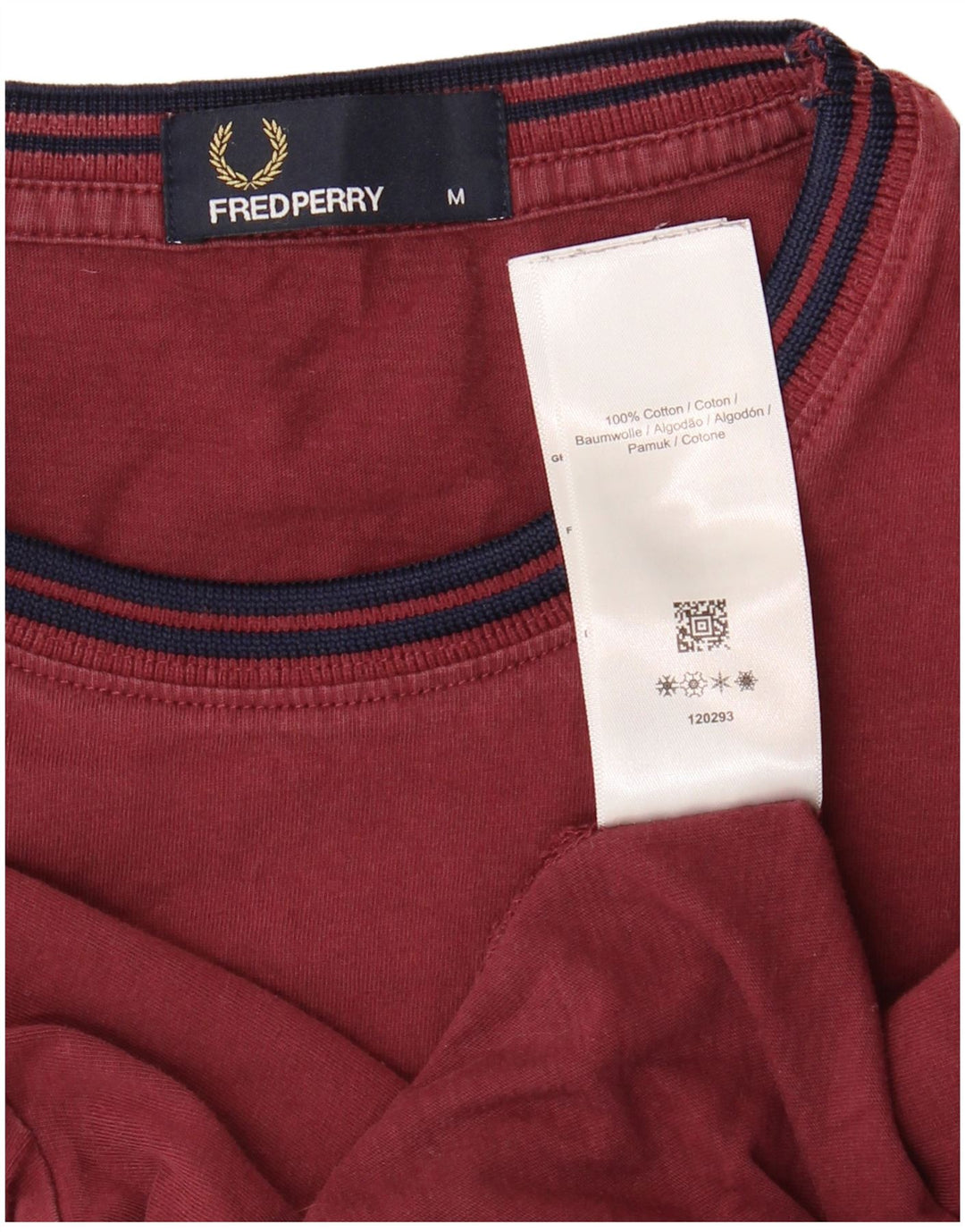 FRED PERRY T-shirt da uomo Top in cotone color block bordeaux medio