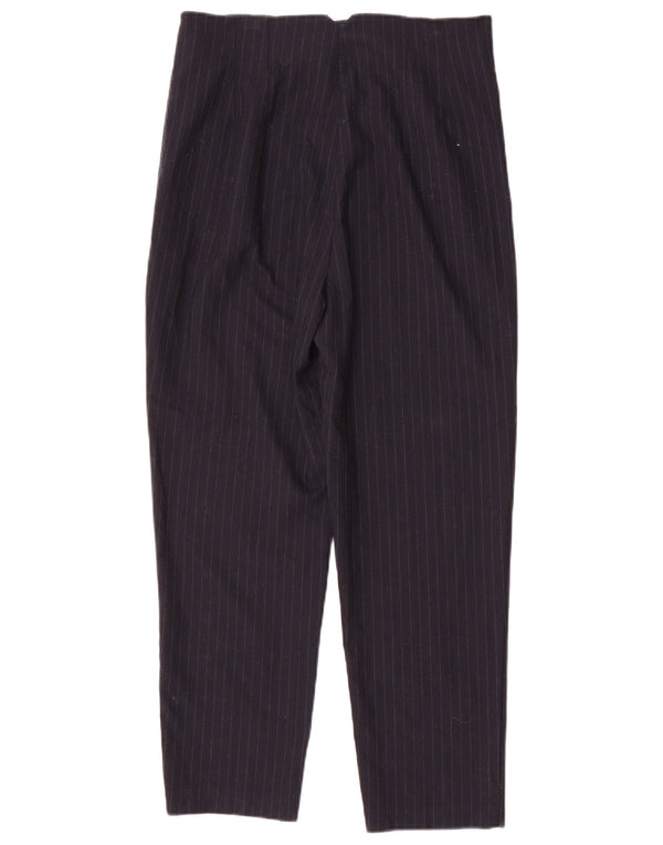 Pantaloni casual a vita alta da donna Zara grandi W30 L26 blu navy gessato