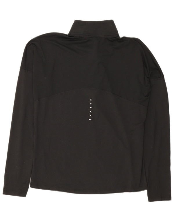 Top della tuta da ginnastica Nike Dri Fit con collo e zip da donna, UK 10, piccola, nera