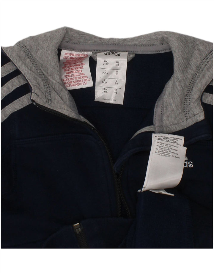 Maglione con cappuccio e zip Adidas per ragazzi 2-3 anni in cotone blu navy