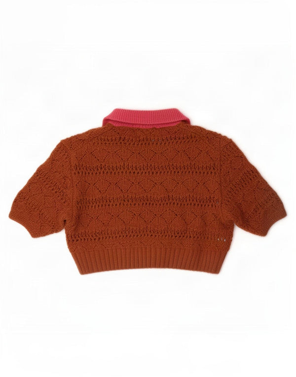 Maglione corto corto da donna Zara con collo a polo oversize UK 10 piccolo marrone