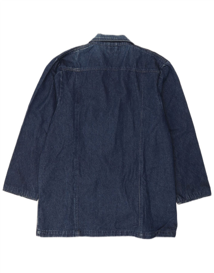 Giacca blazer in denim a 1 bottone vintage da donna UK 16 grande blu