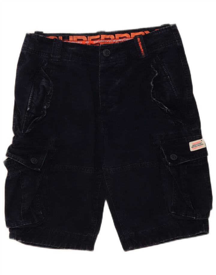 Pantaloncini cargo da uomo SUPERDRY piccoli W29 in cotone blu navy
